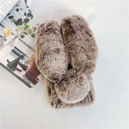 Soft Plush Phone Case For Xiaom Poco C85 C75 C71 C65 C61 C55 C51 C50 C40 C31 C3 Warm Winter Furry Rabbit Bunny Fur Cover