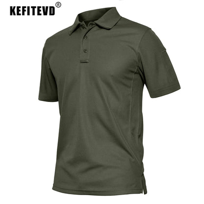 KEFITEVD Summer Golf T-shirts Men's Short Sleeve Quick Drying Polo Shirt Lightweight Outdoor Hiking Camping T-shirts Tee Tops