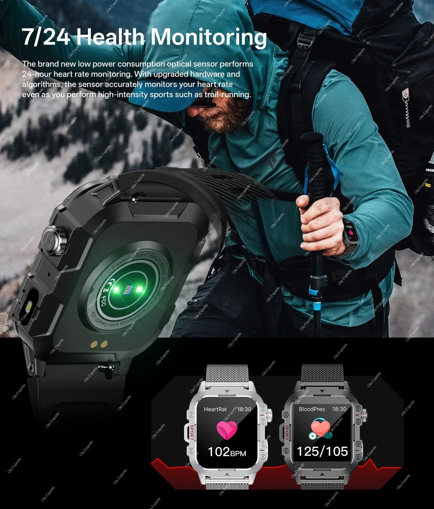 2026 Rugged Military Smart Watch Men's Outdoor Watch LED Flashlight 2.01'' HD Touch Screen Voice Bluetooth Call Smartwatch Gifts