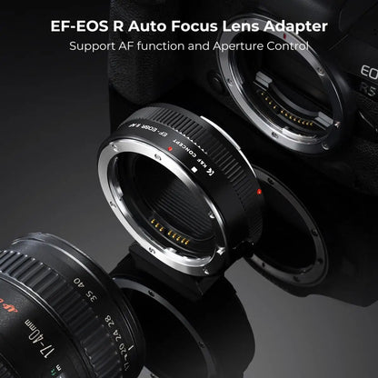 K&F CONCEPT EF to EOS R Adapter Auto Focus Lens Mount Adapter for Canon EF EF-S Lens to Canon EOS R/RF R3 R6 R50 Mount Cameras