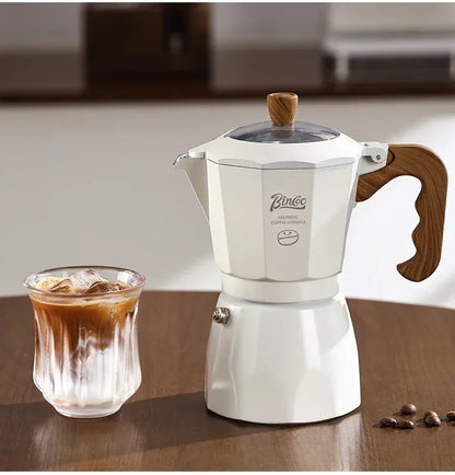 Bincoo Dual Valve Moka Pot Espresso Maker Mocha Pot Brewed Coffee Pot 220V Electric Stove Concentrated Extraction Barista Tools
