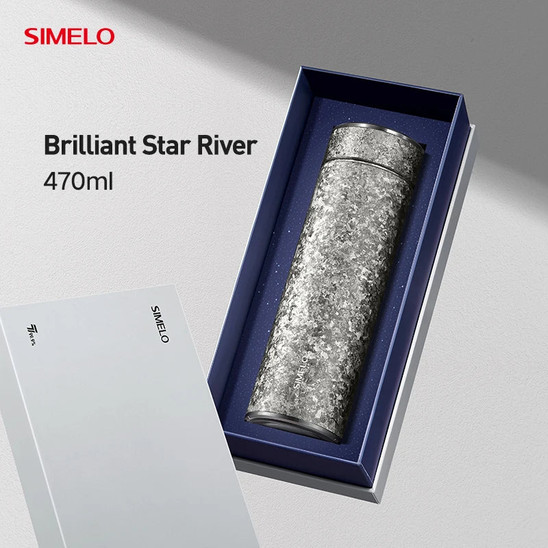 SIMELO Pure Titanium Insulated Cup Large Capacity Portable Water Bottle Business Gift Box Accompanying Mug for Travel Outdoor