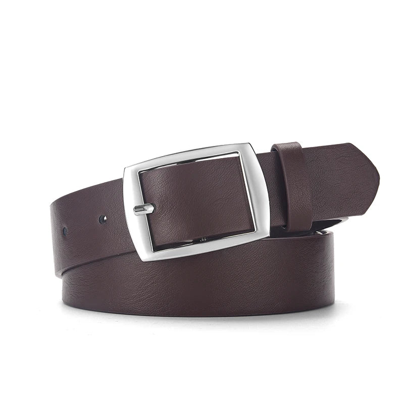 New Luxury Belt for Men PU Leather Belt Metal Pin Buckle High Quality Famous Brand Designer Waist Strap Belt for Jeans Plus Size