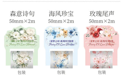 Mr. Paper 1 Roll Lace Flower PET Tape Home Decoration for Scrapbook Frame Phone Case Notebook Phone Case Collage Sticker Gifts