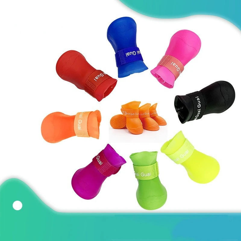 4Pcs Pet Waterproof Raincoat Anti-slip Rubber Boot For Small Medium Large Dogs Cats Outdoor Shoe Dog Ankle Boots Pet Rain Shoes