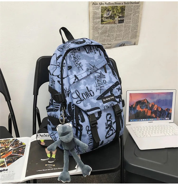 middle high school backpack for teenage boys cool school bag college student backpack large capacity schoolbag for boy cute doll