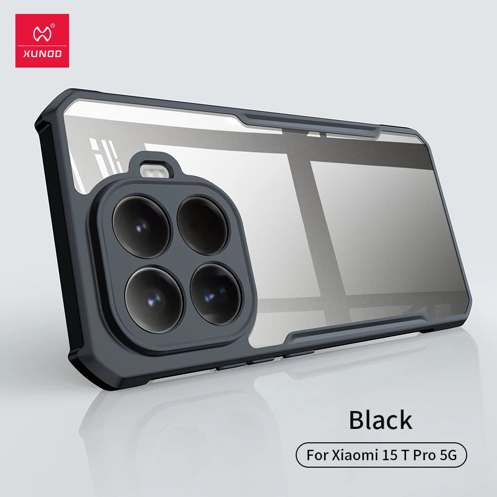 Xundd Phone Case For Xiaomi 15T Pro/15T Airbag Shockproof Back Transparent Cover with Camera Protection,Acrylic+TPU Hybrid Shell