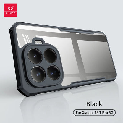 Xundd Phone Case For Xiaomi 15T Pro/15T Airbag Shockproof Back Transparent Cover with Camera Protection,Acrylic+TPU Hybrid Shell