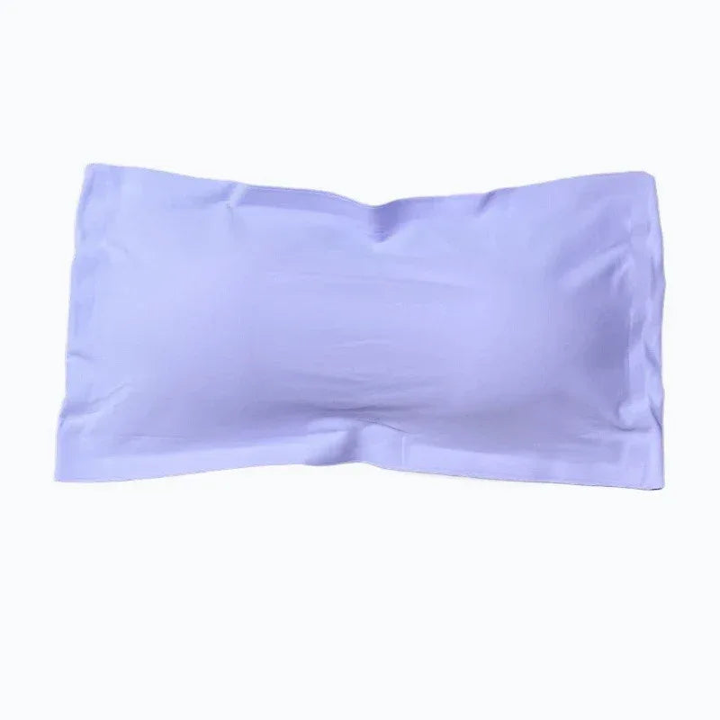 1-Piece Adolescent Girls Stretch Strapless Bras Ice Silk Seamless Bandeau Breast Care Cup Young Girls Soft Wraps Crop Tube Tops