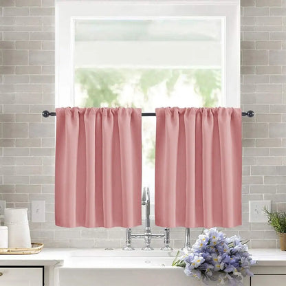 Pure Color Short Tier Curtains for Small Window Treatment Durable Short Blackout Curtain Washable Half Window Curtains