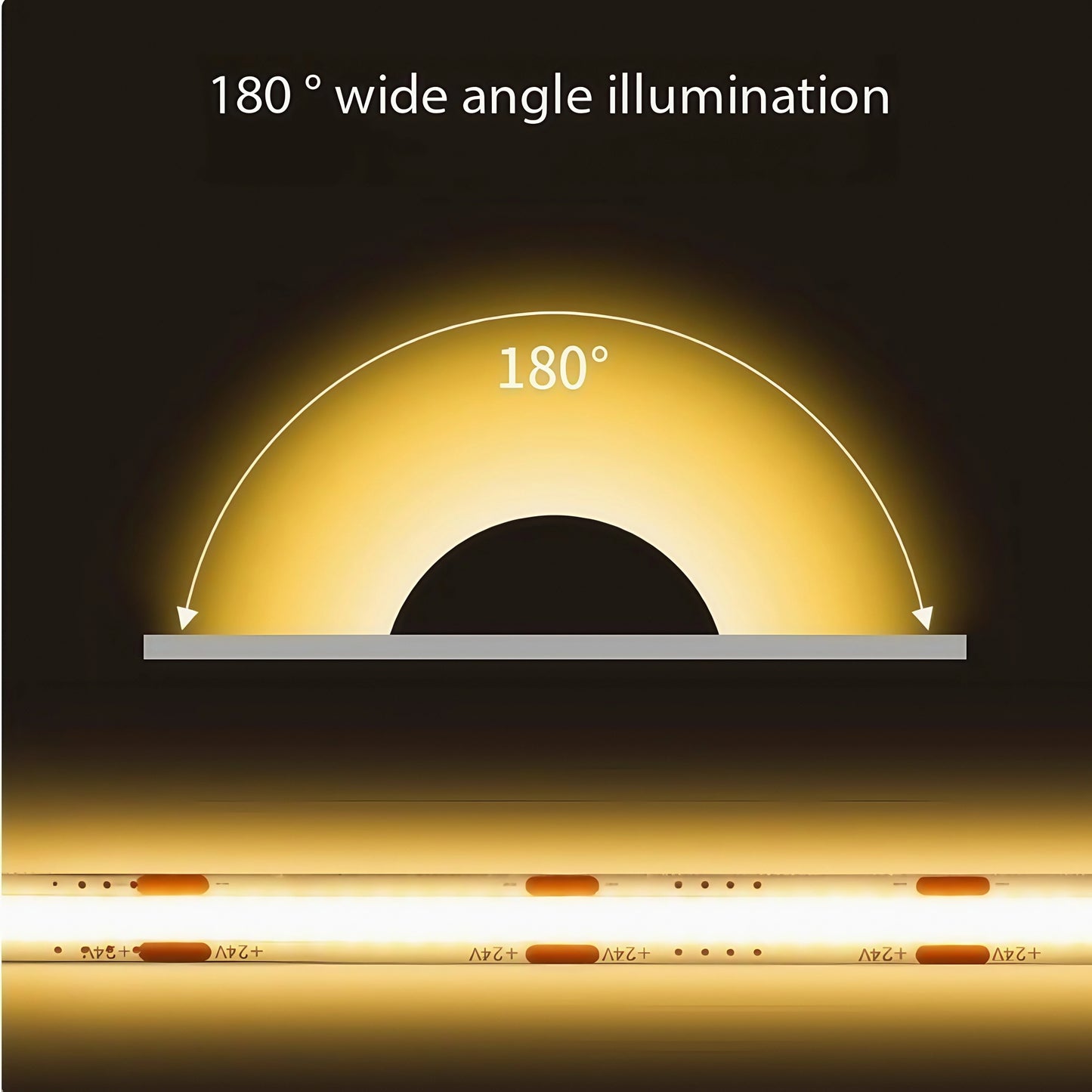 DC 12V 24V FOB COB Strip 320Leds/M High Density RA90 White 3000K 4000K 6000K IP21 Flexible Ribbon Rope LED Light