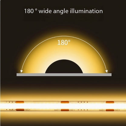 DC 12V 24V FOB COB Strip 320Leds/M High Density RA90 White 3000K 4000K 6000K IP21 Flexible Ribbon Rope LED Light