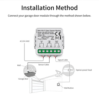 Tuya Smart Garage Door Switch Module Wifi 100-240V Gate Opener Controller for Alexa Google Home Assistant Yandex Voice Control