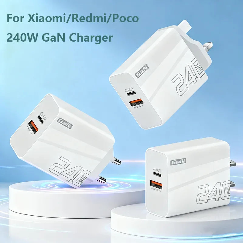 240W GaN USB Type C Charger PD Fast Charge Phone QC 3.0 Quick Chargers For iPhone 17 16Pro Max Mini iPad Charging NEW