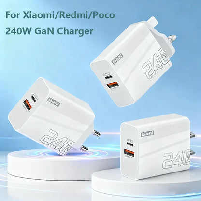 240W GaN USB Type C Charger PD Fast Charge Phone QC 3.0 Quick Chargers For iPhone 17 16Pro Max Mini iPad Charging NEW