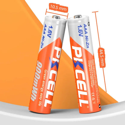 PKCELL 4PC 1.6V 900mWh Ni-Zn AAA Rechargeable Battery AAA batteries pack with NiZn Charger for NIZN AA/AAA Battery