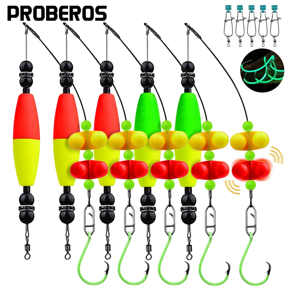 PROBEROS 5pcs 6/0 8/0 10/0 Artificial Catfish Rigs with Rattler High Quality Fishing Equipment  for Freshwater Fishing Wholesale