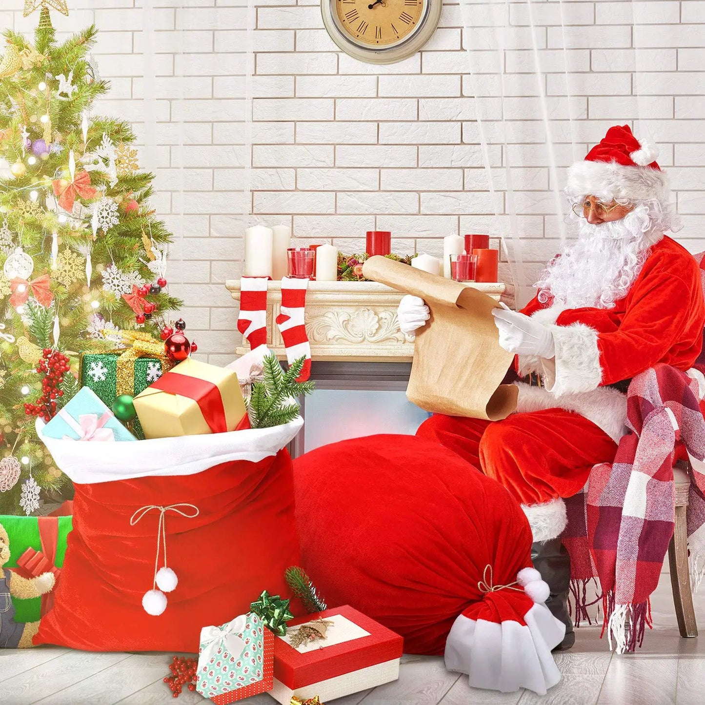 Santa Claus Backpack Large Christmas Gift Bag Candy Gift Bag Christmas Eve Bundle Pocket