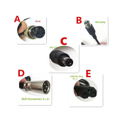 58.8V 2A Charger with GX16-3 Pin DC5.5 XLR Plug, Power Adapter for 52V Li-ion Battery Input 100-240V