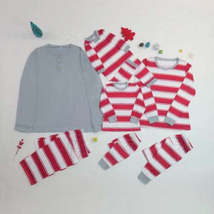 Merry Christmas 2025 Mother Father Kids Matching Pajamas Set Striped Casual Loose Pyjamas Xmas Family Look Holiday Wear Pjs Gift
