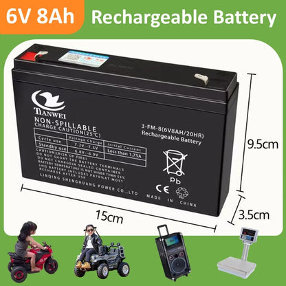Rechargeable 6V/12V Battery 5Ah/7Ah/8Ah/12Ah Long-lasting Lead-acid Battery for Children's Car,Security Alarm,Sprayer,UPS