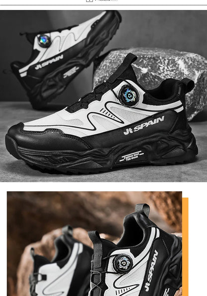 Men's casual sports shoes four season new rotating shoelaces comfort outdoor running walking shoes breathable soft-sole sneakers