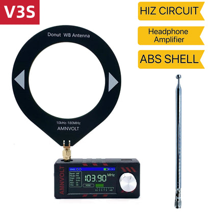 Upgraded V3S AMNVOLT Mini SI4732 DSP Radio Receiver FM AM SSB LSB USB Full Band Pocket Radio with Hi-Z Headphone Amplifier