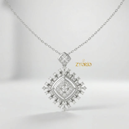 Silver Geometric Lab Grown Diamond Pendant Gold Plated Modern Sustainable Luxury Necklace for Women Engagement Wedding Party