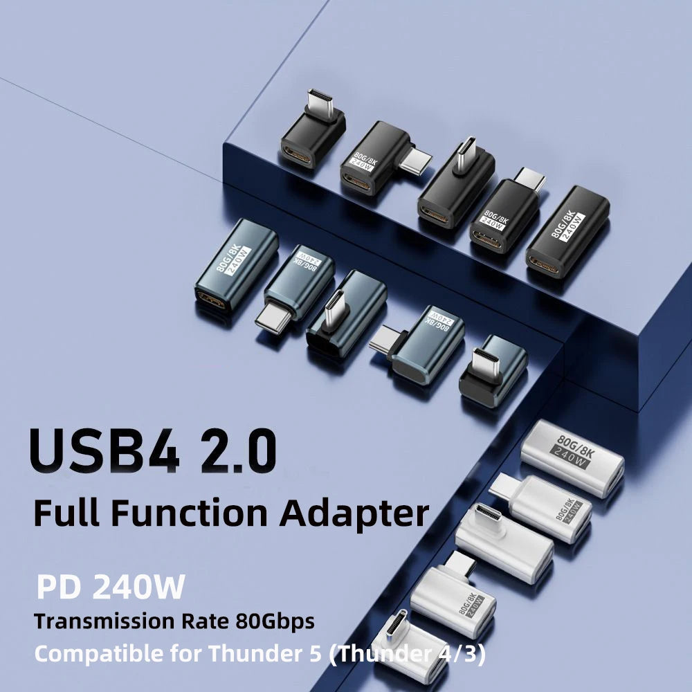 PD240W 80Gbps USB C Adapter Type C Female to Male Adapter Extender 8K@60Hz Fast Charging Converter for iPhone Xiaomi Macbook