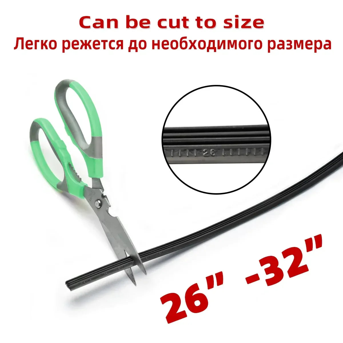 6mm Car Wiper Blade Replacement Strip Boneless Rubber Strip Frameless Wiper Rubber Strip Accessory 26 "28" 30 "32" Inch 2PCS