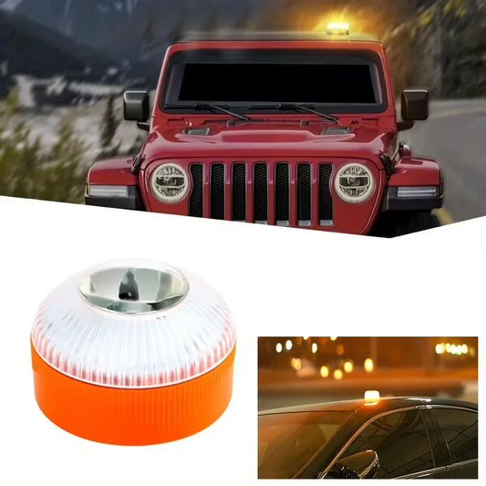 V16 Car warning strobe light, ultra-bright LED, night safety flashing light, strong magnet suction roof light, warning light