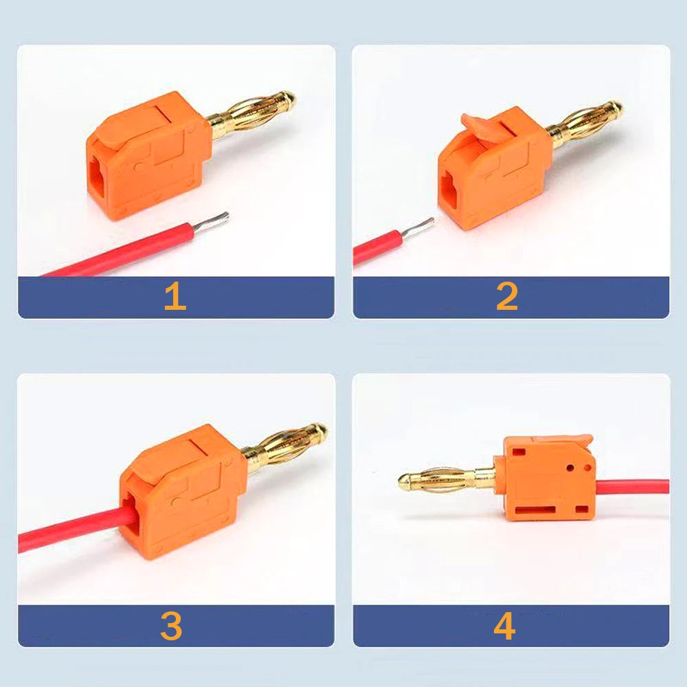 Mini Quick Wire connector 24A solder free banana plug gold-plated connector with direct insertion and pressing wire 0.5-2.5mm²