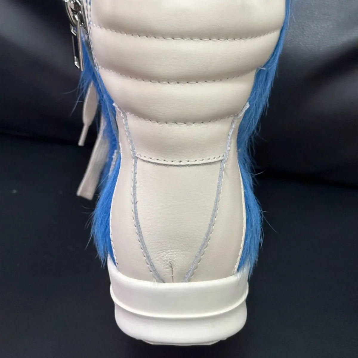 Ro Casual Shoes Men High Top Shoe Black Horse Hair Women Sneaker Black Horsehair Ankle Boot White Leather Boots Flat Sneakers