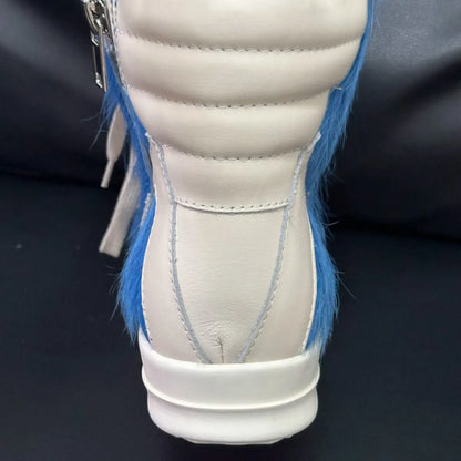 Ro Casual Shoes Men High Top Shoe Black Horse Hair Women Sneaker Black Horsehair Ankle Boot White Leather Boots Flat Sneakers