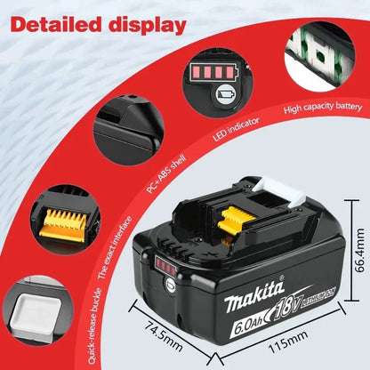 Genuine Makita 6.0Ah for Makita 18V Battery BL1830B BL1850B BL1850 BL1840 B0L1815 Replacement Lithium Battery DC18RC Chargers