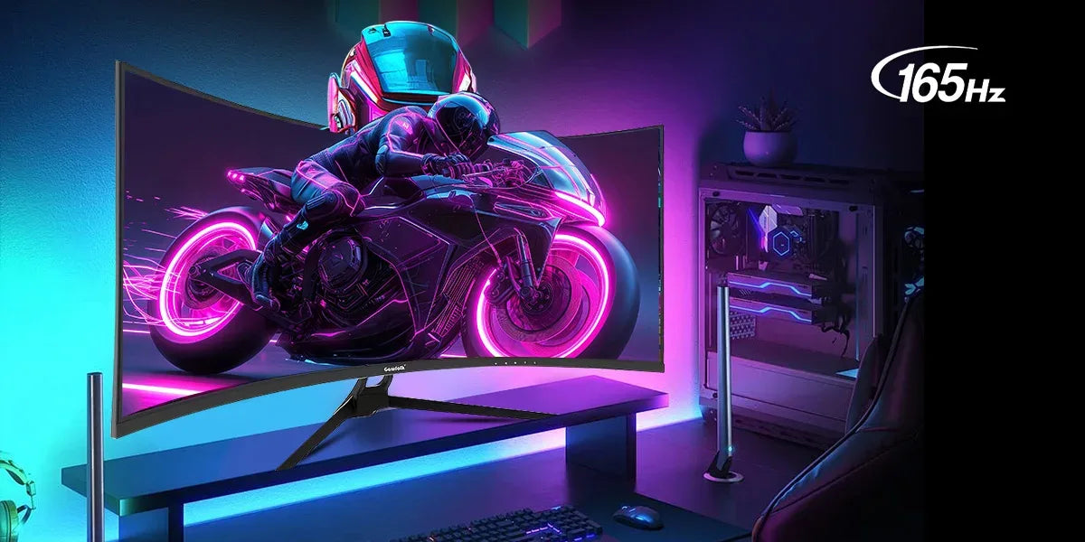 Gawfolk Curved Gaming Monitor 34-inch UWQHD 3440x1440P, 1500R Ultra-Wide PC screen 165Hz, curved computer screen, VA screen pane