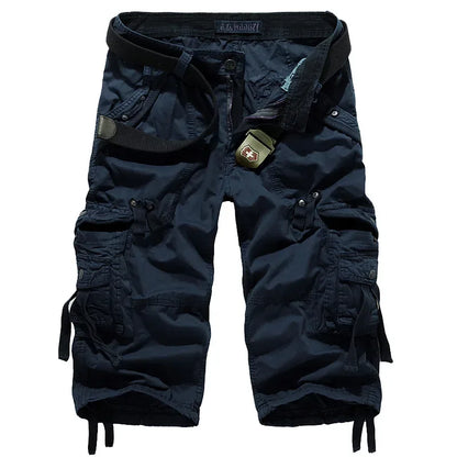 Summer Pure Cotton Men's Cropped Trousers Oversized Casual Shorts Multi Pocket Tooling Capri Pants Men Cargo Pants AF5820