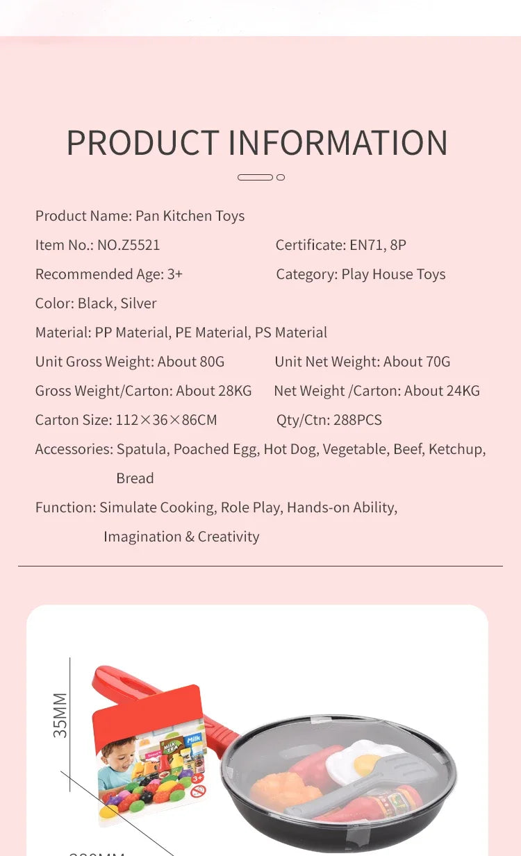 8pcs/set Simulation Kitchenware Play Set Pot Steak Vegetable Bread Hot Dog Omelette Children Toy Kitchen Food Toys