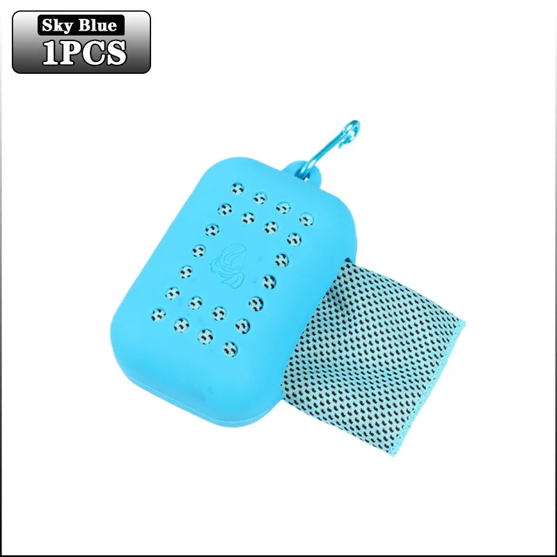 10PCS Portable Mini Silica Gel Set Cold Towel Polyester Fiber Outdoor Cooling Towel Fitness sports gym Run quick Dry Cool Towel