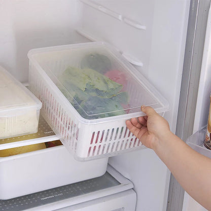 Refrigerator Storage Box Fridge Organizer Fresh Vegetable Fruit Boxes Drain Basket Storage Containers Pantry Kitchen Organizer