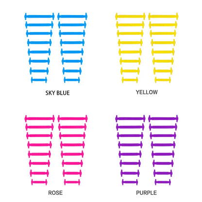 New 16Pcs Elastic Shoe Laces All Sneakers Silicone Stretch Shoelaces Unisex Fashion No Tie Shoelace Rubber Band Shoelaces