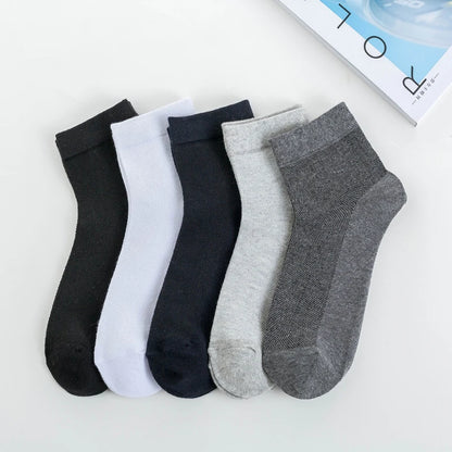 5Pairs Men Mesh Socks Organic Cotton Breathable Black White Business Sock Casual Athletic Spring Summer for Male Size EUR38-45