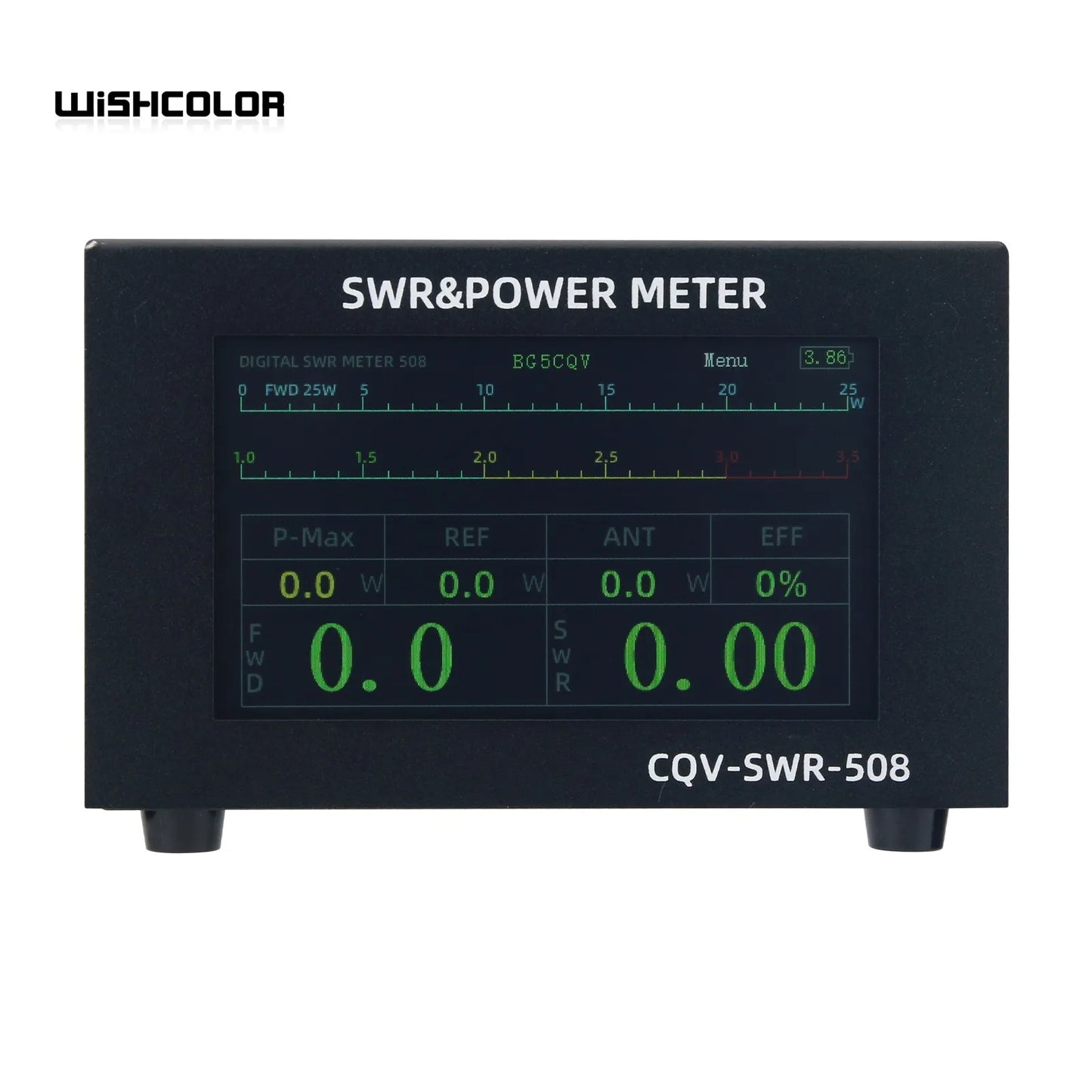Wishcolor CQV-SWR-508 200W 1.8-54MHz Digital SWR & Power Meter 4.3-inch IPS Color Screen Standing Wave Meter for Ham Radio
