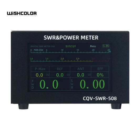 Wishcolor CQV-SWR-508 200W 1.8-54MHz Digital SWR & Power Meter 4.3-inch IPS Color Screen Standing Wave Meter for Ham Radio