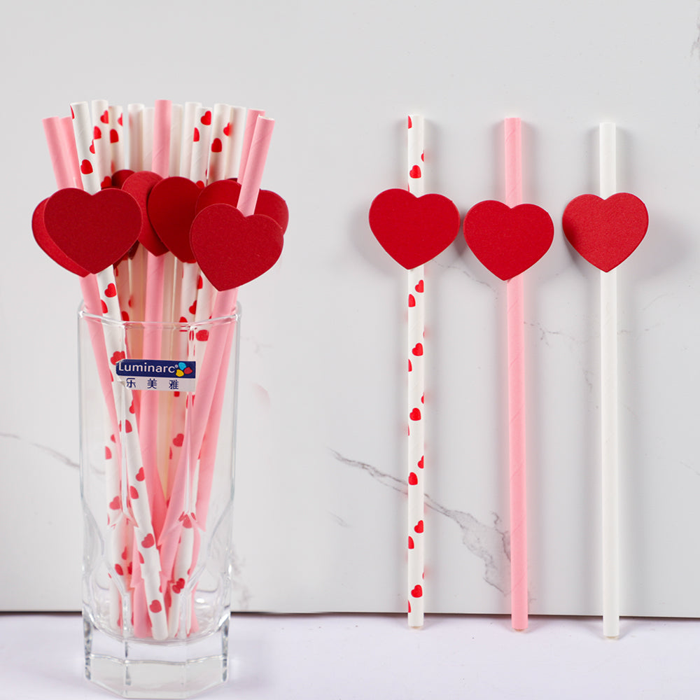 6Pcs Red/White Anniversary Heart Love Spiral Swirl Hanging Garland Balloon Straws for Valentine's Day Wedding Party Decorations