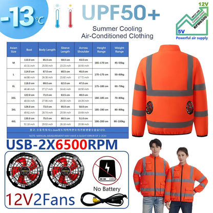AKOOUS 6500 RPM 12V/5V USB 3-Fans Cooling Vest Air Conditioned Clothes Men Women Outdoor Work Fishing Body Cooling Jacket