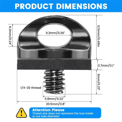 Universal 1/4" Camera Screw with Rubber Washer Aluminum Alloy Thread Camera Fixing Screw for Quick Release Wrist Strap Sling