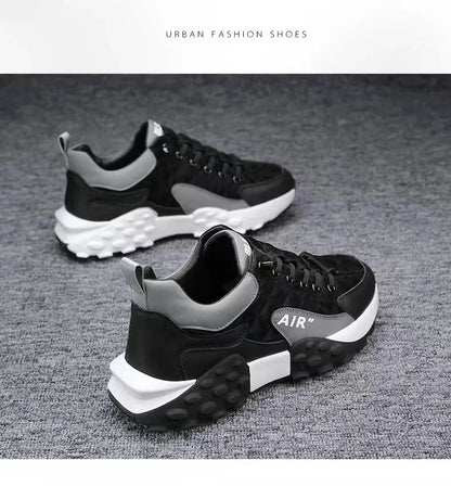 Men's Breathable Low-Top Dad Shoes with Thick Sole Comfortable Running Sneakers Korean Style Spring Season Sport Shoes