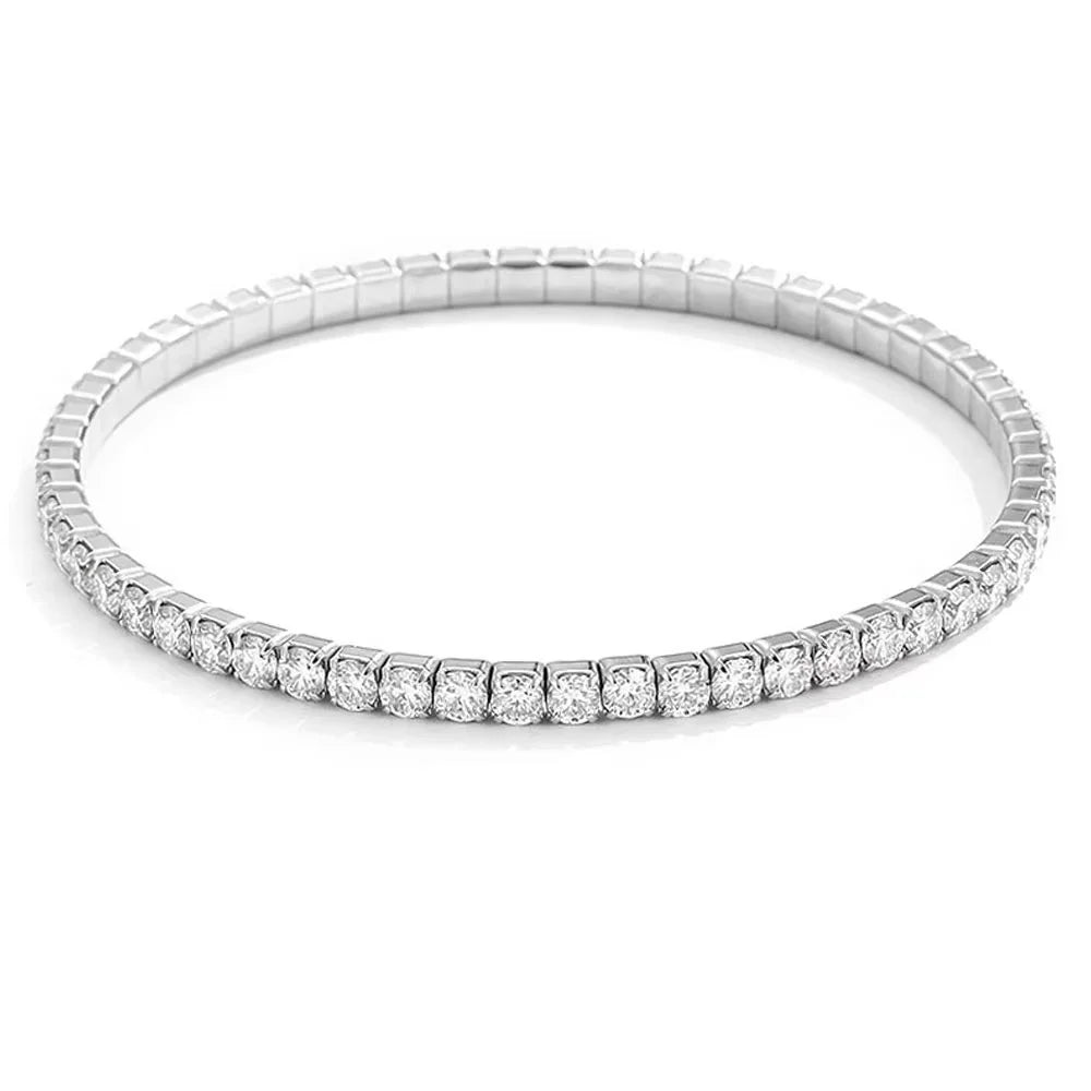 KNOBSPIN 3.84-6.4ct D VVS1 Moissanite Tennis Bracelet 2.5mm/3mm s925 Sterling Silver Elastic Tennis Bracelets for Women Men
