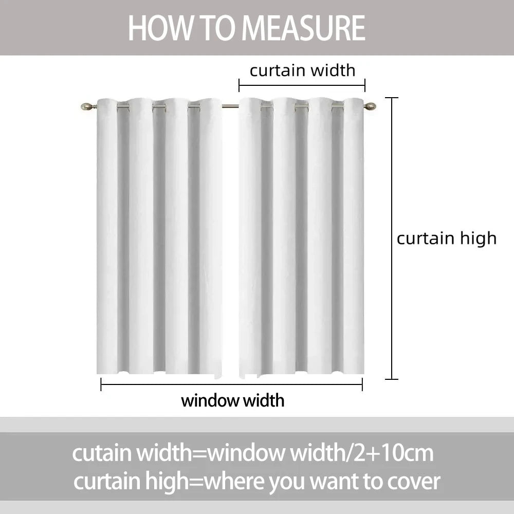 2pcs/set Solid Color Gradient Window curtains Bottom Leaf Print Thermal Insulated Polyester Bedroom Living Room Blackout Curtain